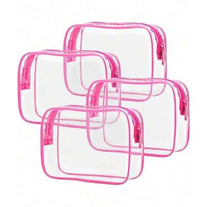 4 pezzi Borsa per il trucco, Borsa da toilette da viaggio trasparente, Borse organizer da viaggio, Borse da toilette alla moda e semplici per uomo e d