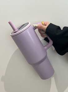 كوب فولاذي مقاوم للصدأ سعة 40 أونصة مع غطاء قش، مقبض مانع للانزلاق وحامل كوب للسيارة - احتفاظ بالثلج لمدة 34 ساعة، كوب سفر محكم الإغلاق للجيم والعمل والسيارة