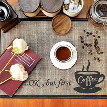 Cunhill 2 Pieces Coffee Bar,Coffee Bar Accessories 20 X 14 Inch Coffee Bar Decoration Coffee Placemats Coffee, Coffee Bar, Countertops,Coffee Station Accessories(First Coffee) - First Coffee - View 11