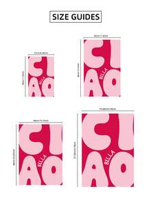 1pc Frameless "Ciao Bella" Pink Monochrome Wall Art Y2K Girly Academia Aesthetic Poster, Bold Typography Print For Teen Bedroom/Dorm Decor, Funky Posters Room Decor & Back To School Gift (Frameless Canvas Print) - Multicolor - View 8