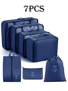 9件套大容量旅行收纳袋，多用途衣物及个人护理用品分类收纳袋，超强收纳能力，节省空间，防尘收纳袋，轻便旅行打包袋，易于打包携带