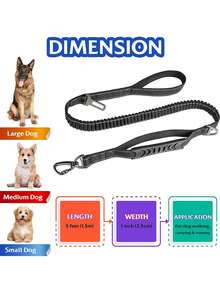 1pc Medium/Large Dog Safety Leash, Elastic Rope Thick Webbing Short Traction, High Elasticity Anti-Burst Dog Walking Lead - Multicolor - View 2
