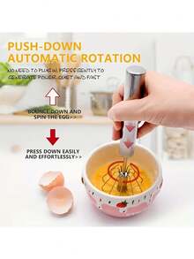 1pc Manual Stainless Steel Milk Frother, Semi-Automatic Egg Beater, Batter Mixer, Kitchen Tool For Stirring, Whipping, Blending, Mixing, Commercial Food Processing Equipment, Household Kitchen Accessory, Convenient Breakfast Supplies, Family Dinner Supplies, Party Supplies