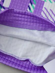 Set polo di moda da ragazzo dallo stile fresco, camicia polo a maniche lunghe a quadri viola versatile + pantaloni jogging con patch a quadri colorati, adatti per casual, sport, all'aperto, moda quotidiana, primavera/autunno