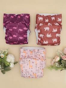 3pcs Reusable & Washable High Quality Dog Diapers, Fashionable Pattern For Small & Medium Dogs, Puppies & Nursing Dogs, Warm Underwear