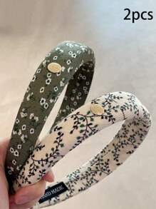 2pcs/1pc Women Green Leaf Floral Metal Elegant Fashion Headband, Versatile For Daily Use, Home, School, Beach, Work, Party, Holiday, Birthday, Back To School, New Year, Valentine's Day, Mother's Day Gift, Hair Accessories, Hair Band, Hair Hoop, Hairband For Women, Home Beauty Women Accessory Gifts