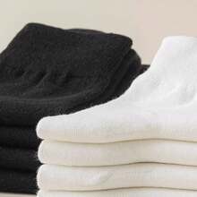 半双装女士过膝袜，压力塑形长袜，加厚秋冬袜，高端百搭夜店袜，黑色、白色、纯色打底袜，舒适透气 - 白色 - 查看 6