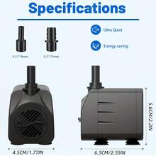 160 GPH Ultra Ouiet Fountain Pump. Small Submersible Pump (10W/600L/H) For Pond. Water Feature, Aquariums, Hydroponics, Indoor Or Outdoor Fountain - US A Type Plug(110-127V) - View 5