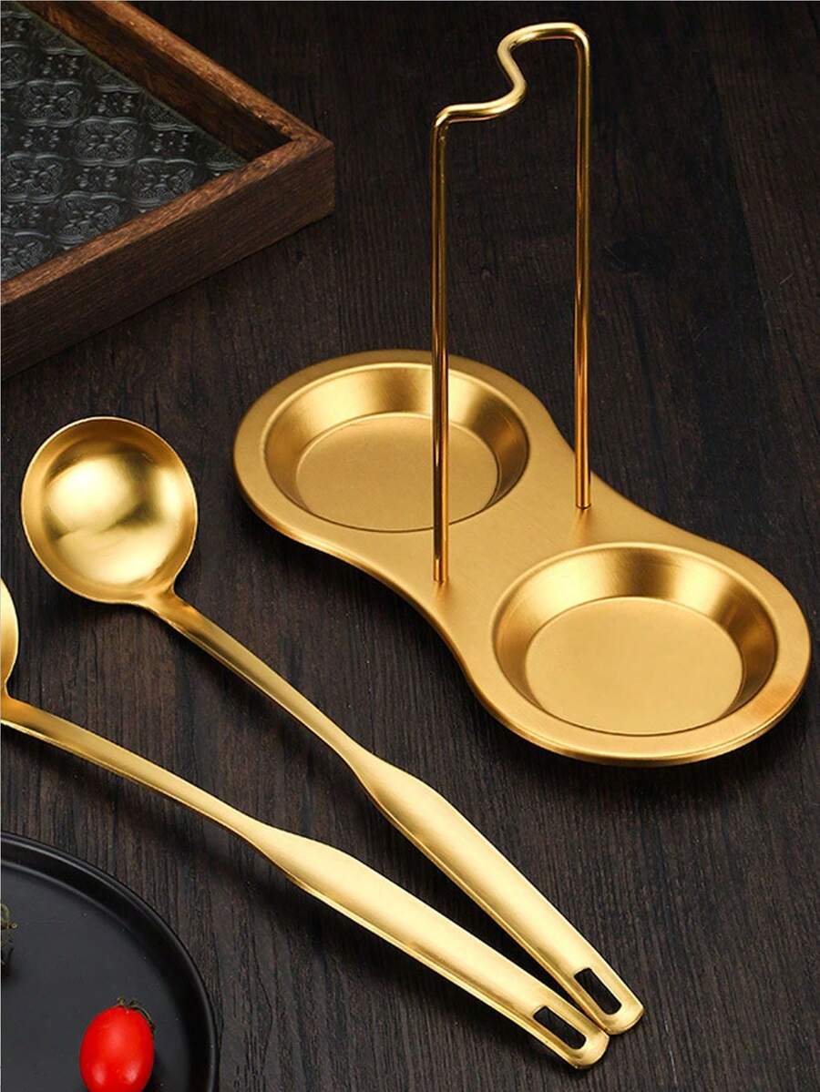 不锈钢立式汤勺架，厨房餐厅小工具，火锅店，自助餐，厨房装饰，勺架，餐具收纳架，便携式西式不锈钢汤勺和火锅勺架（不含勺子） - 彩色 - 查看 1