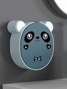 1 件可爱卡通翻盖肥皂盒，壁挂式浴室肥皂收纳架，无需钻孔，熊猫香皂盒返校