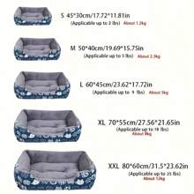 SUNFIONA 1pc Soft Pet Bed For Cats & Small Dogs - Plush Polyester Fill, Blue Paw Print Design, Durable Indoor Sofa Cushion, Easy To Clean, Cozy & Comfortable For Indoor Pets, Cat Bed, Playful Pet Design, Easy Clean Material