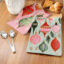 1 set/1 pieza/2 piezas Paños de cocina y paños de platos impresos con bolas de Navidad de colores, adecuados para la decoración de interiores en restaurantes, cocinas y baños, decoración de fiestas, regalos festivos y también pueden ser entregados como regalos de Navidad - Multicolor - Ver 4