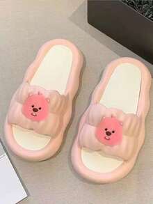 نعال/صنادل ناعمة القاع للنساء، صيفية، مضادة للانزلاق للاستخدام الداخلي/الخارجي، بتصميم كرتوني جميل