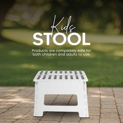 Folding Step Stool 22.8 Cm Height [ EXPRESS DELIVERY ] – Heavy-Duty Portable Foldable Stool For Kids & Adults With Textured Anti-Slip Surface, Integrated Carry Handle, 150 Kg Load Capacity, Space-Saving Design (Pack Of 1)