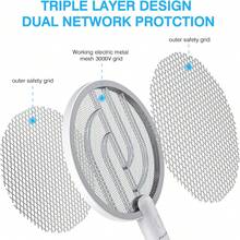 Electric Fly Swatter, 4000V Mosquito Killer, 2-In-1 Fly Swatter With 1200mAh Battery, Rechargeable Mosquito Killer Lamp, And 3-Layer Safety Net For Indoor And Outdoor Use - 白色 - 查看 5
