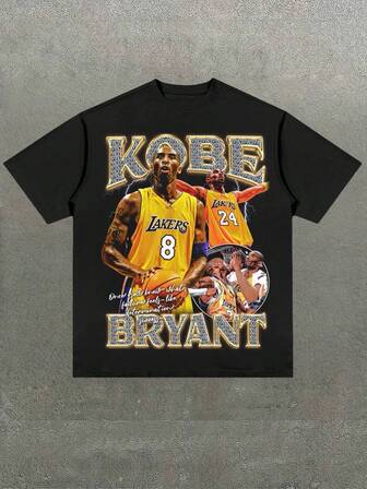 (180 Pure Cotton T-Shirt) Men's Summer Round Neck Short Sleeved Casual Pure Cotton T-Shirt Print Basketball Star  Basketball Jersey