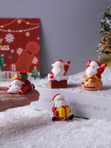 3pcs/4pcs/6pcs Holiday Christmas Decoration Set - Mini Santa Claus Sleigh & Reindeer Figurines, Red & Gold Push Cart Statues, Resin Made - Suitable For Tabletop Display And Holiday Gifts, Christmas Decor | Cute Reindeer Figurines | Resin Structure, Holiday Decorations, Christmas Decorations, Christmas Party