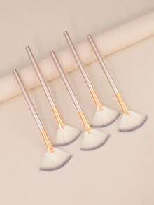 新款实用面部刷 扇形化妆刷 柔软便携面膜刷 女士女孩美甲美妆工具，粉底刷，遮瑕刷，腮红刷，修容刷，腮红刷，古铜粉刷，散粉刷，粉底刷，腮红刷，赠品 - 香檳色 - 查看 4