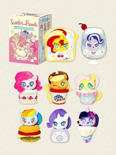 Hasbro 毛绒盲盒 – 美食派对系列，包含 Pinkie Pie、Twilight Sparkle、Fluttershy、Rainbow Dash、Rarity、Applejack，粉丝惊喜礼物，生日礼物 | 15 厘米，单只装，随机发货