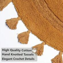 Half Circle Boho Rugs With Tassels 100 Cotton HandWoven Bath Rugs Non Slip Absorbent Crochet Rugs Machine Washable Boho Bath Mats For Floor Tub