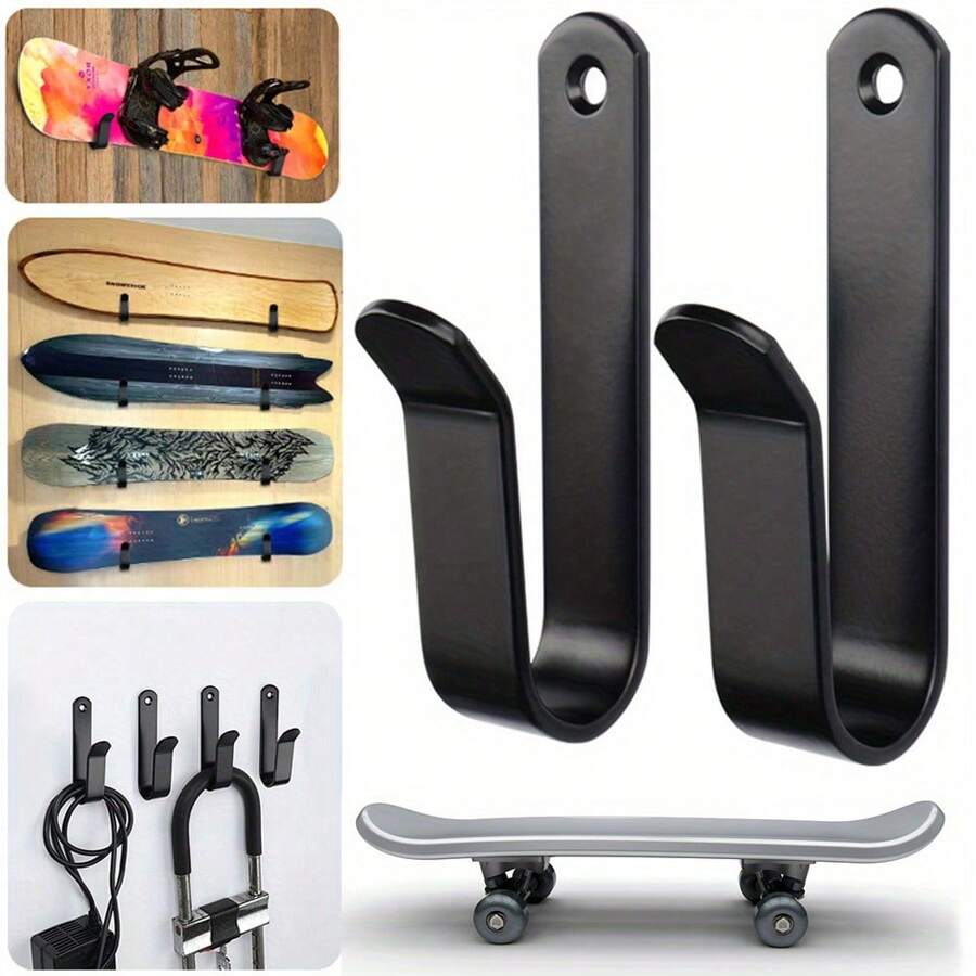 2-częściowy stojak do przechowywania snowboardu, metalowy wieszak na wiosło do deski surfingowej, zapewnia schludny i uporządkowany sposób przechowywania snowboardu, łatwy w montażu i oszczędzający miejsce, odpowiedni do użytku domowego i magazynowego, garażowy stojak na snowboard