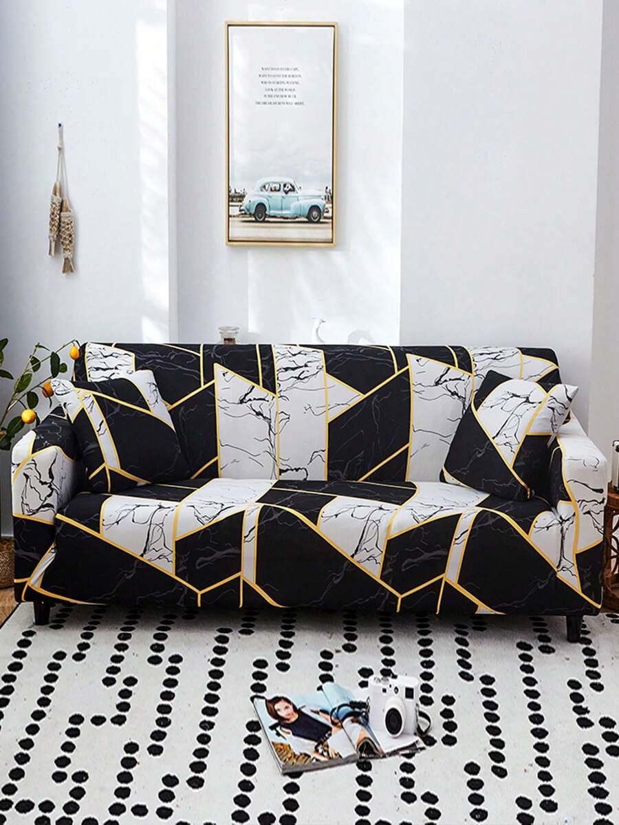 1入組幾何圖案沙發套現代撞色彈力沙發套適用於客廳 - 彩色 - 查看 1