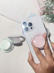 Soporte magnético para teléfono con patrón de concha de colores, pegatina de soporte de teléfono con textura de concha brillante, diseño creativo