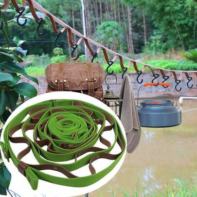 5m Cuerda de tender portátil para viajes - a prueba de viento y sin necesidad de pinzas | Cuerda de secado con ganchos para camping, hotel, crucero, patio trasero | Tendedero compacto para uso en exteriores e interiores (ideal para mochileros, vacaciones)