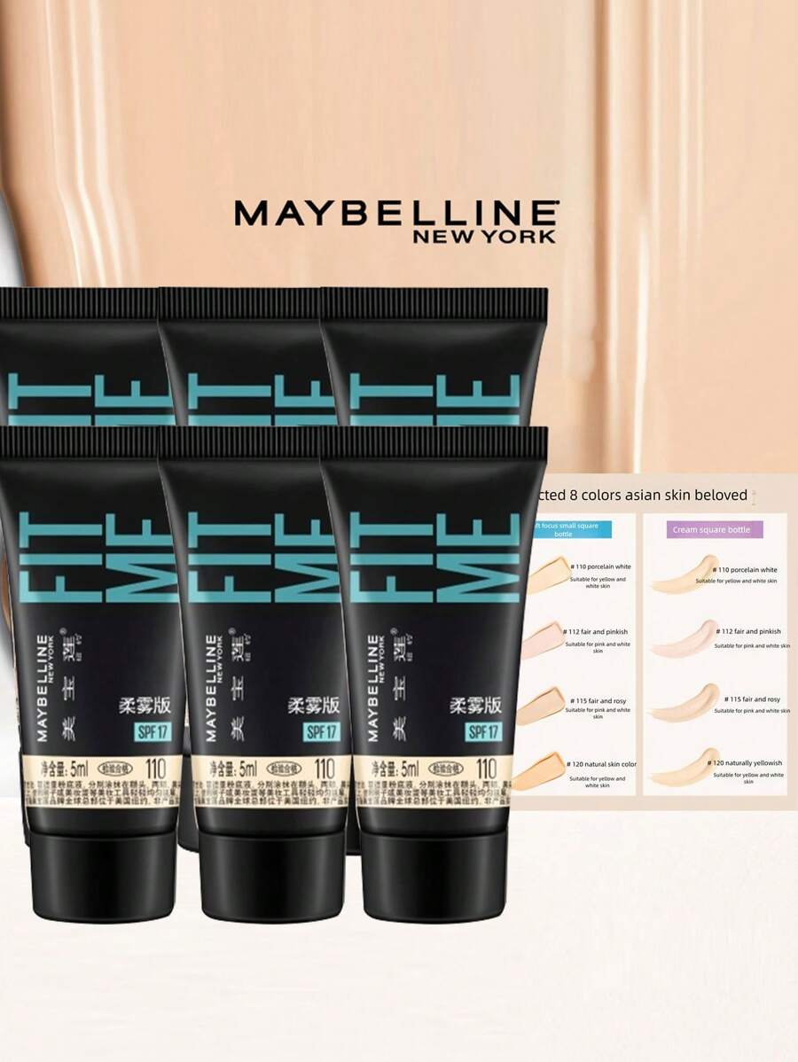 Maybelline Fit Me Matte + Poreless Foundation Mini, 5ml*6 Pcs, Demi-Matte Finish, Oil Control, Hydrating - Soft Mist Type #110-6 Pieces - View 1
