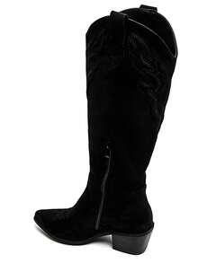 Bottes Western Noires Femme en Simili Cuir et Daim – Look Cowboy Authentique - Negro 7678A-1 - Ver 4