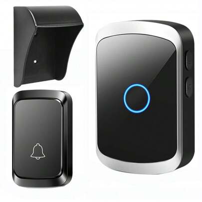 1 Set Kit Campanello senza fili con Copertura Antipioggia, Suoneria a Lunga Distanza e Alto Volume, 60 Melodie 5 Livelli di Volume, Promemoria per Soggiorno/Giardino, Alimentato da 3*Batterie AAA/USB (Batterie Non Incluse)