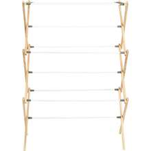 Household Essentials Clothes Drying Rack, Stabile Wood Frame With Slanted Feet, Smooth Vinyl Wrapped Rods, 23.8 Feet Of Hanging Space, Ready To Assemble, Flat Top, Natural - 天然/白松 - 查看 4