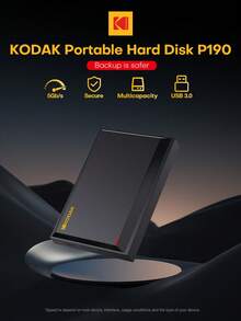 Kodak Portable Hard Drive 2TB/1TB/500GB HDD 2.5 Inch 5Gbps External USB3.0 Storage Disk Compatible With PC Desktop Laptops - Black - View 3