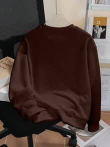 Tween Boys Casual Simple Letter Baseball Print Sporty Style Round Neck Long Sleeve Sweatshirt Autumn And Winter Boys Clothes Kids - Brown - View 3