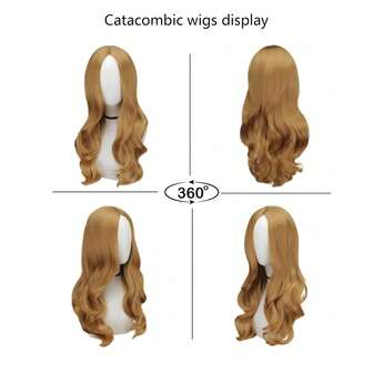 Peluca de Megan para disfraz de cosplay de M3GAN, peluca larga ondulada de color marrón y jengibre rizado sintético para fiesta de Halloween