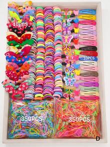 907 件/套女孩彩色蝴蝶发夹，可爱公主发饰，高弹耐用无损发带，发圈，婴儿发饰，多功能鸭夹，适合日常使用，礼物 - 彩色 - 查看 5