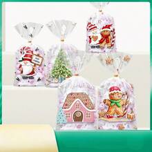50个圣诞节主题礼品袋，抽绳包装袋，万圣节糖果饼干包装，圣诞老人图案纪念品礼品袋包装袋 - 彩色 - 查看 4