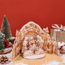 1pc Classic Nativity Of Jesus Scene 3D Greeting Card, Home And Party Atmosphere Decorative Items,Birthday Card, Wedding Gift Card, Surprise Gift For Friends, Gift For Mother, Gift For Parents, Suitable For All Kinds Of Festival, Celebration & Parties
