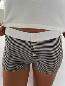 Women Lounge Shorts, Cute Button Floral Print Y2k Low Rise Micro Shorts Slim Fit Pajama Bottoms Summer Sleepwear Shorts - 灰色 - 查看 4