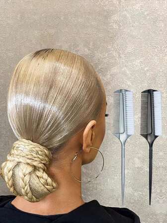 1 Stück Haarbürste zum Kämmen von Make-up und Haaren, Bürste für lateinamerikanische Tanzfrisuren und zum Glätten der Haare mit spitzem Kamm und Reihen-Haarbürste, Lässig