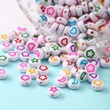 100/200/500pcs 4x7mm White Background Golden/Colorful/Black Digital Pattern Acrylic Large Beads, Suitable For DIY Jewelry Making, Necklace And Bracelet Craft Projects