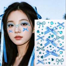 1件/2件/3件/5件装蝴蝶结和心形水钻饰品，设计迷人可爱。可爱的蝴蝶结、甜美的心形和闪亮的水钻，瞬间为您的造型增添一丝俏皮和魅力。无论您喜欢甜美少女风，还是想要展现大胆的时尚态度，这些配饰都能满足您的需求。