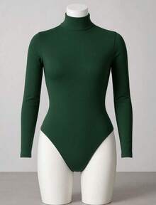 Women's Bodysuit Long Sleeve Cacharrel Simple Elegant Party Casual Fashion - 軍綠色 - 查看 3