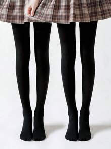 2pcs Kids Solid Color Anti-Slip Dance Tights, All Seasons - Black - View 7