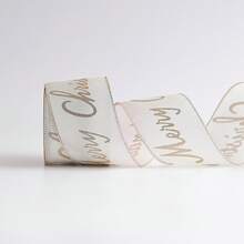 1pc Champagne Christmas Woven Ribbon, Christmas Decor DIY Bow Ribbon, Christmas Gift Wrapping - Multicolor - View 9