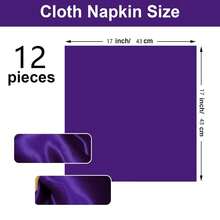 12pcs Satin Napkins 17" X 17" Square Dinner Napkins, Suitable For Party, Wedding, Event, Banquet, Daily Use (Deep Purple) - Multicolor - View 4