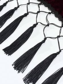 Easter Gift Shawl,Burnout Velvet Kimono Cardigan For Women With Tassels, Pattern Placement Printing, Swimsuit Cover-Up, Wine Red, 1 Size Fits All - Rượu vang đỏ - Xem 6