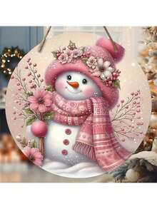 1 件粉色可爱雪人 2D 花环装饰木牌 8*8 英寸派对装饰墙面装饰门装饰厨房装饰浴室装饰卧室装饰儿童房装饰冬季装饰、家居装饰、房间装饰、墙面装饰 - 多色 - 查看 15