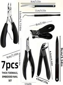 7pcs Thick Toenail Clipper Set - Wide Jaw Large Toenail Cutter, Suitable For Thick Ingrown Nails And Pedicure, Professional Sharp Heavy Duty Nail Clippers, Professional Manicure Care Kit, Unisex Travel Case, Great Gift For Friends, Boyfriends And Parents, Ideal For Halloween, Christmas