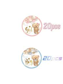 50 件性别揭示纽扣团队男孩女孩纽扣别针适用于婴儿洗礼派对用品婴儿洗礼家庭装饰礼物 - 彩色 - 查看 12